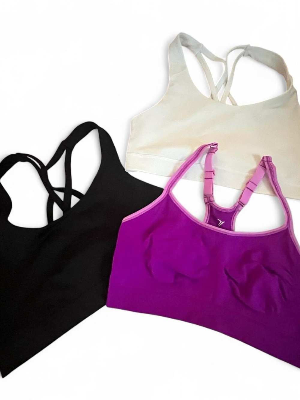 Old Navy Seamless Racerback Sports Bras - White, Black, Purple